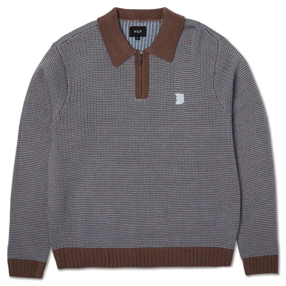 Huf Megablast Two Tone Waffle Washed Blue Moss Sweater [Size: L]