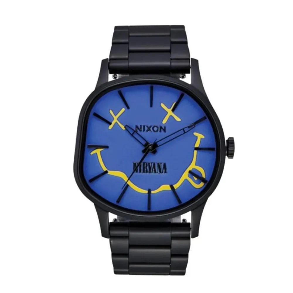 Nixon Nirvana Sentry Wobble Matte Super Black Blue Watch