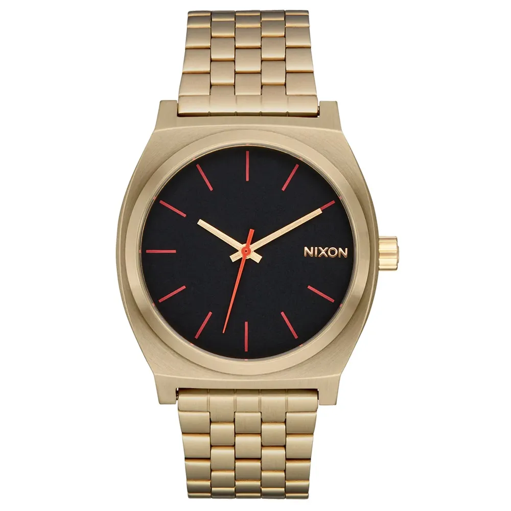 Nixon Time Teller Yellow Gold Black Red Watch