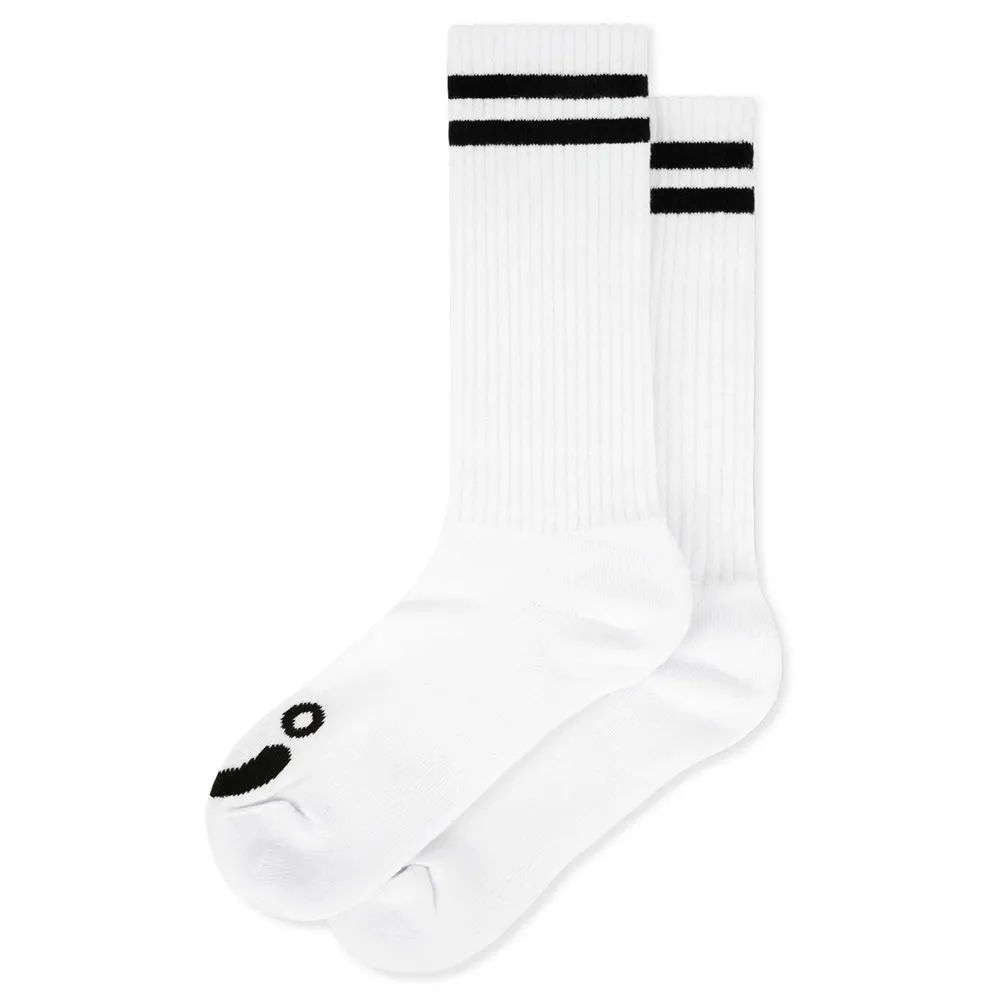 Polar Skate Co Rib Happy Sad White 43-46 Long Socks