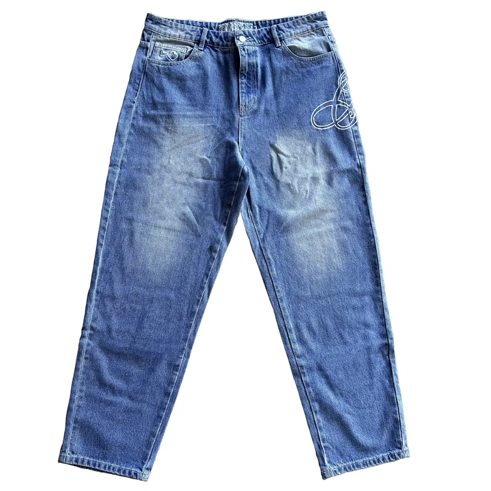 Tourism LTD Washed Blue Baggy Pants [Size: 30]