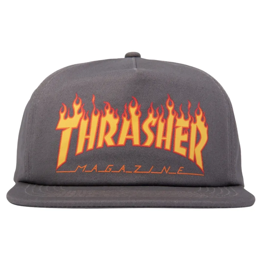 Thrasher Printed Flame Grey Snapback Hat