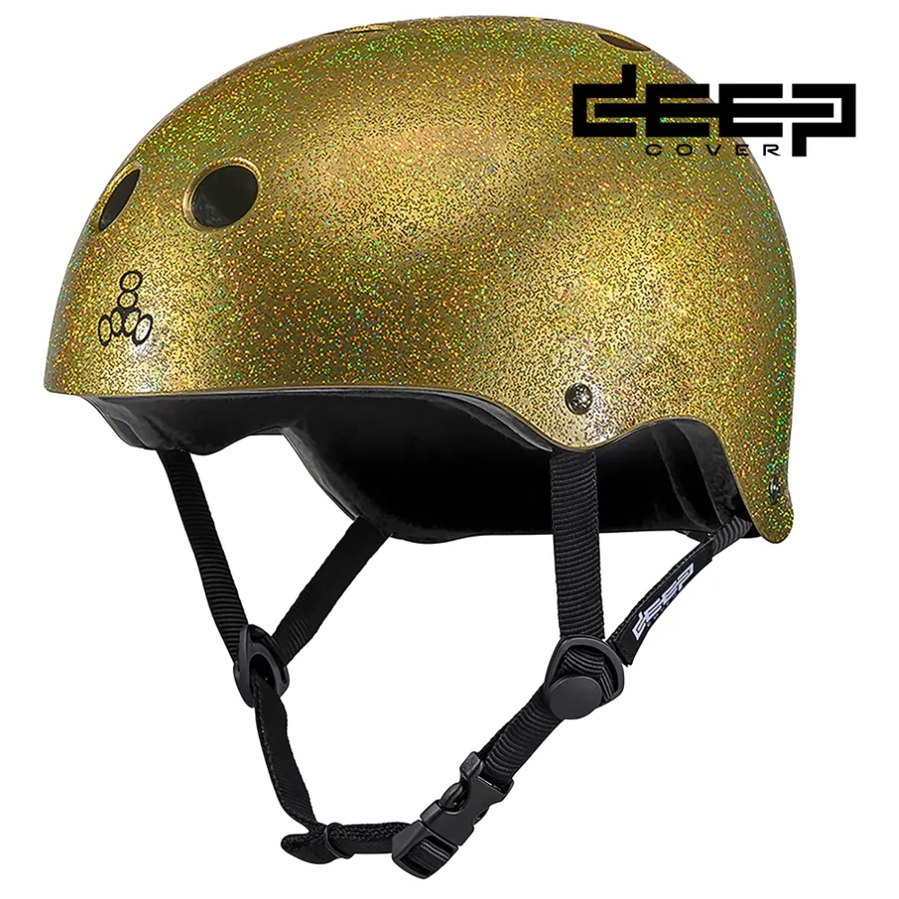 Triple 8 Certified Deep Cover Gold Glitter Helmet [Size: XS-S]