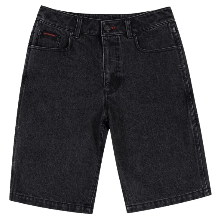 Santa Cruz Crossbone Dot Mono Washed Black Youth Shorts [Size: 10]