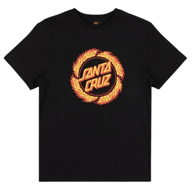 Santa Cruz Flame Ringed Dot Front Black Youth T-Shirt [Size: 10]