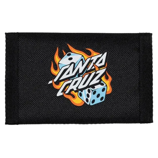Santa Cruz Flaming Dice Dot Black Velcro Wallet