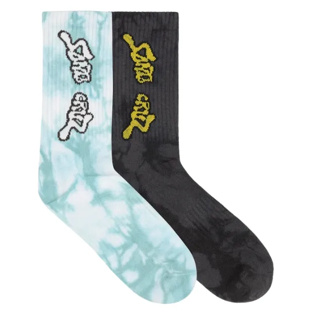 Santa Cruz Trip Strip Arch Vintage Blue Tie Dye Black 2 Pairs Socks
