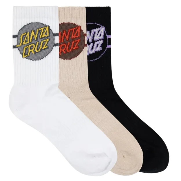Santa Cruz Other Dot Stripe Natural White Off Black 3 Pairs Socks