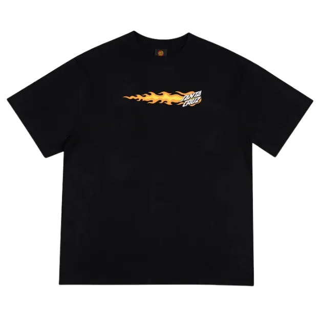 Santa Cruz Flaming Dice Dot Flash Black T-Shirt [Size: M]