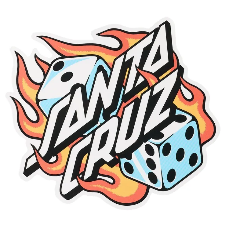 Santa Cruz Flaming Dice Dot Matte Orange Sticker