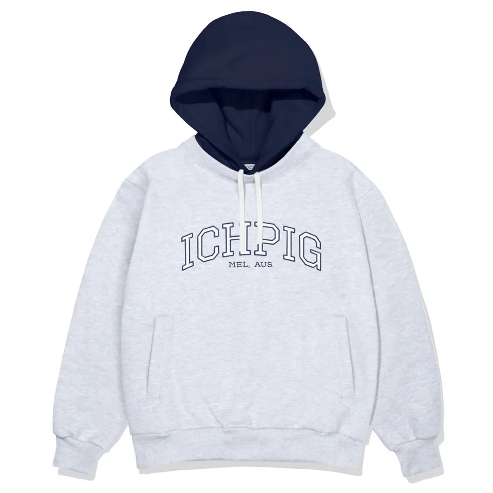 Ichpig Stadium White Marle Hooded Crew Jumper [Size: XL]