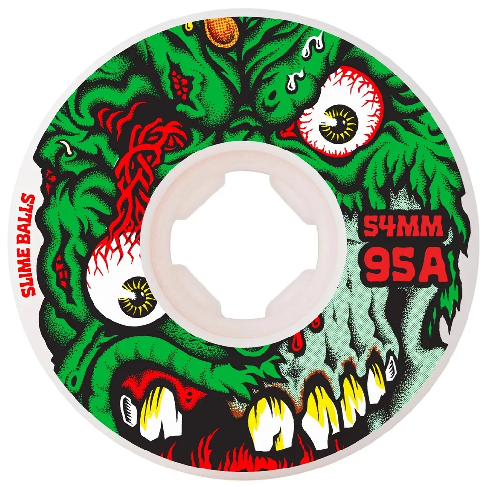 Slime Balls Roskopp Face Two Reissue Hardline White 95A 54mm Skateboard Wheels