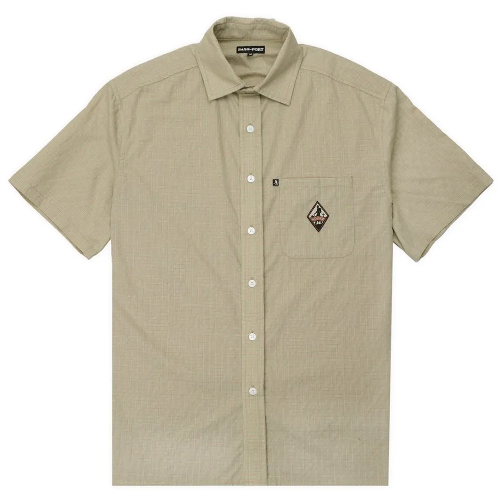 Passport Wanderer Workers Check Khaki Button Up Shirt [Size: XL]