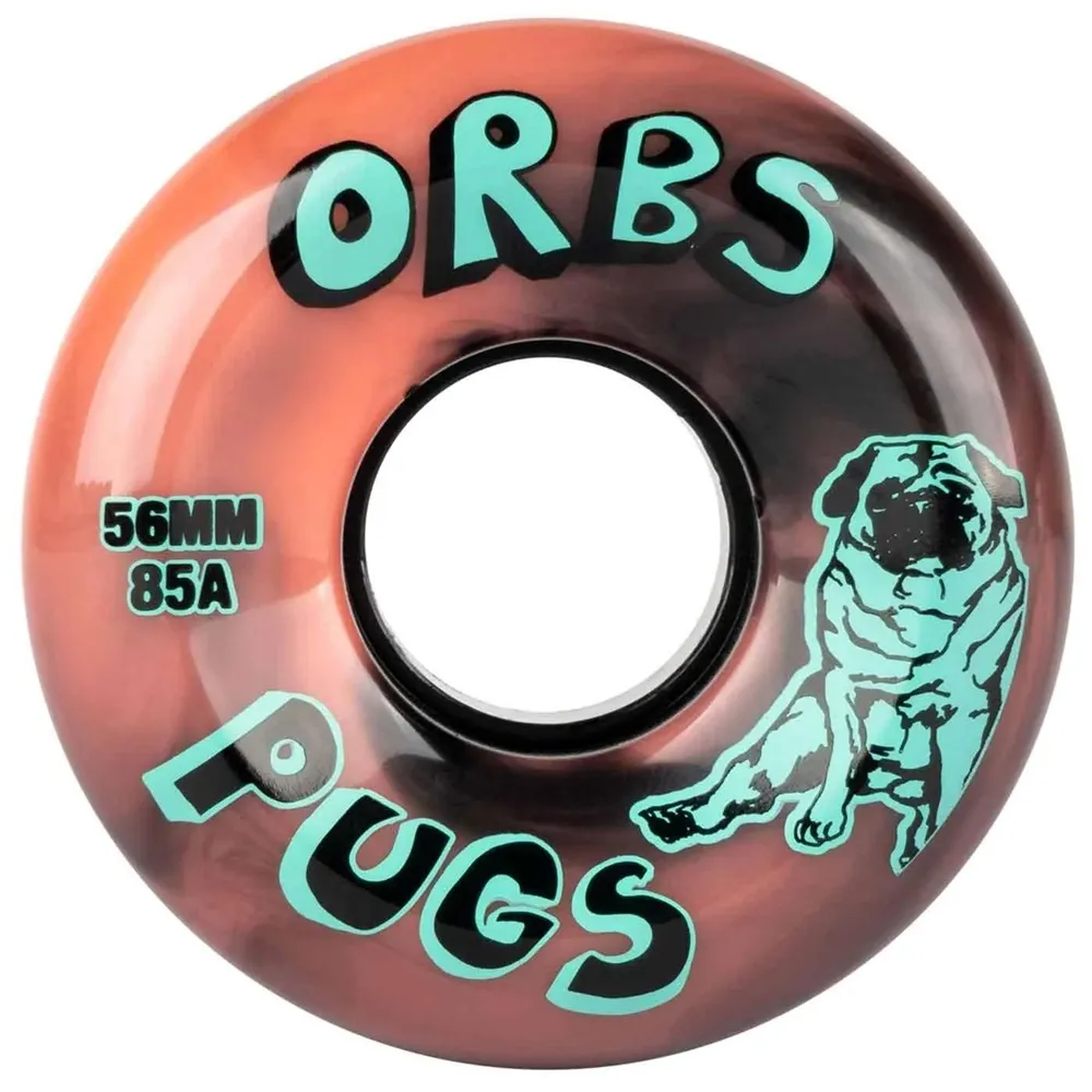 Welcome Orbs Pugs Coral Black Swirl 85A 56mm Skateboard Wheels