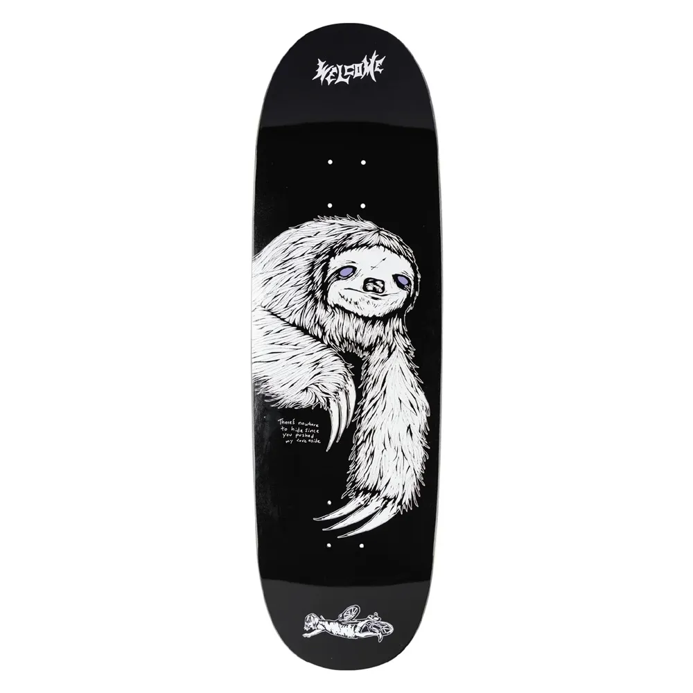 Welcome Sloth On Boline 2.0 Black White 9.5 Skateboard Deck