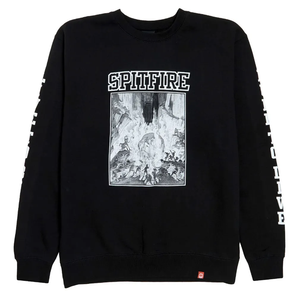 Spitfire Inferno Sleeve Black White Crew Jumper [Size: M]