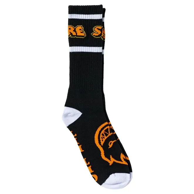Spitfire Hellfire Script Black White Orange 1 Pair Mens Socks