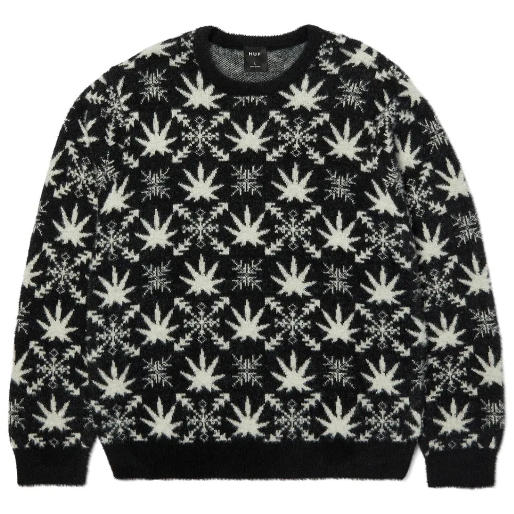 HUF Arctic Plantlife Black Crew Jumper [Size: L]