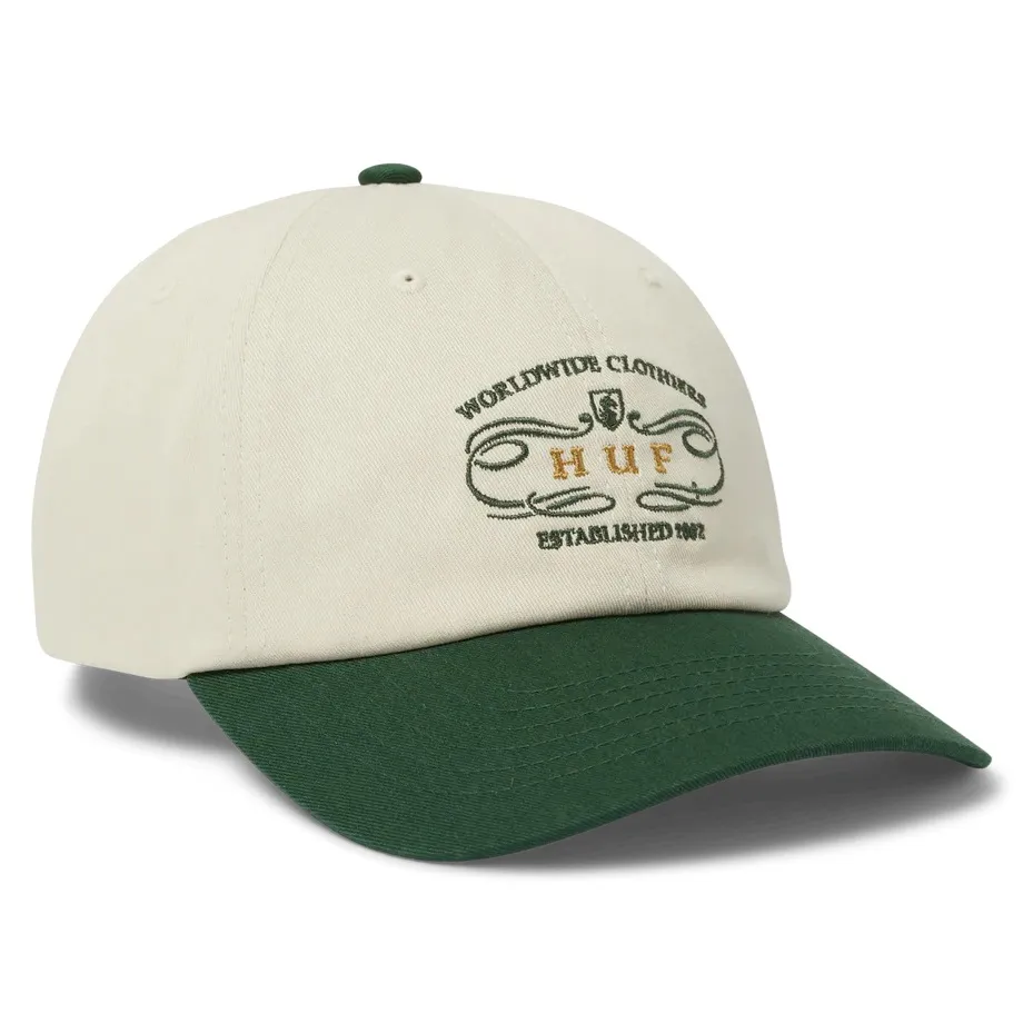 HUF Worldwide Clothiers 6 Panel Curved Visor Forest Green Hat