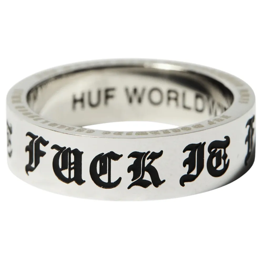 Huf Old E Silver Ring [Size: 7]