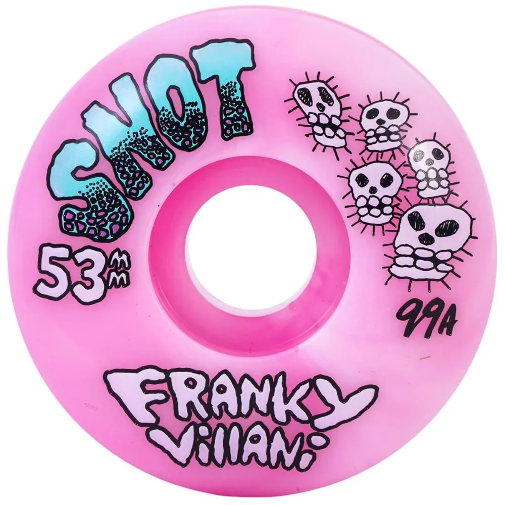 Snot Wheel Co Franky Villani Skulls Pink Swirl Classic 99A 53mm Skateboard Wheels