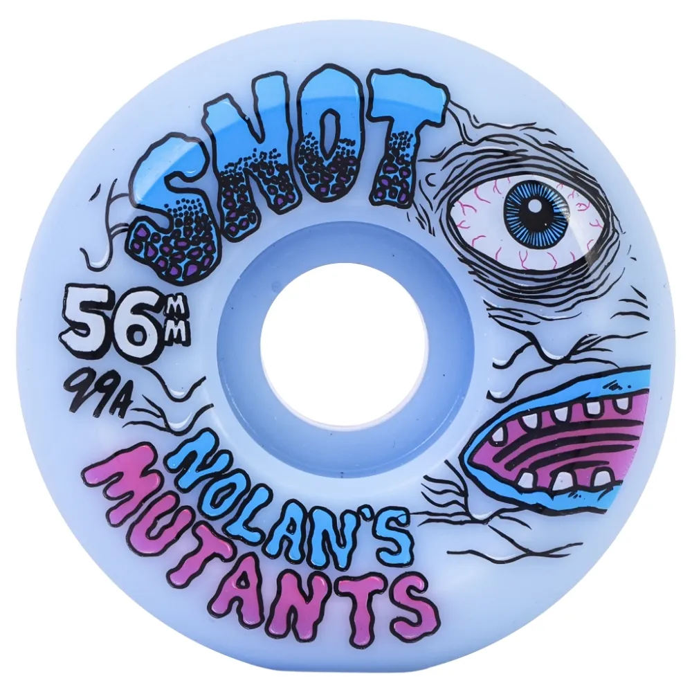 Snot Wheel Co Nolan's Mutants Ice Blue Conical 99A 56mm Skateboard Wheels