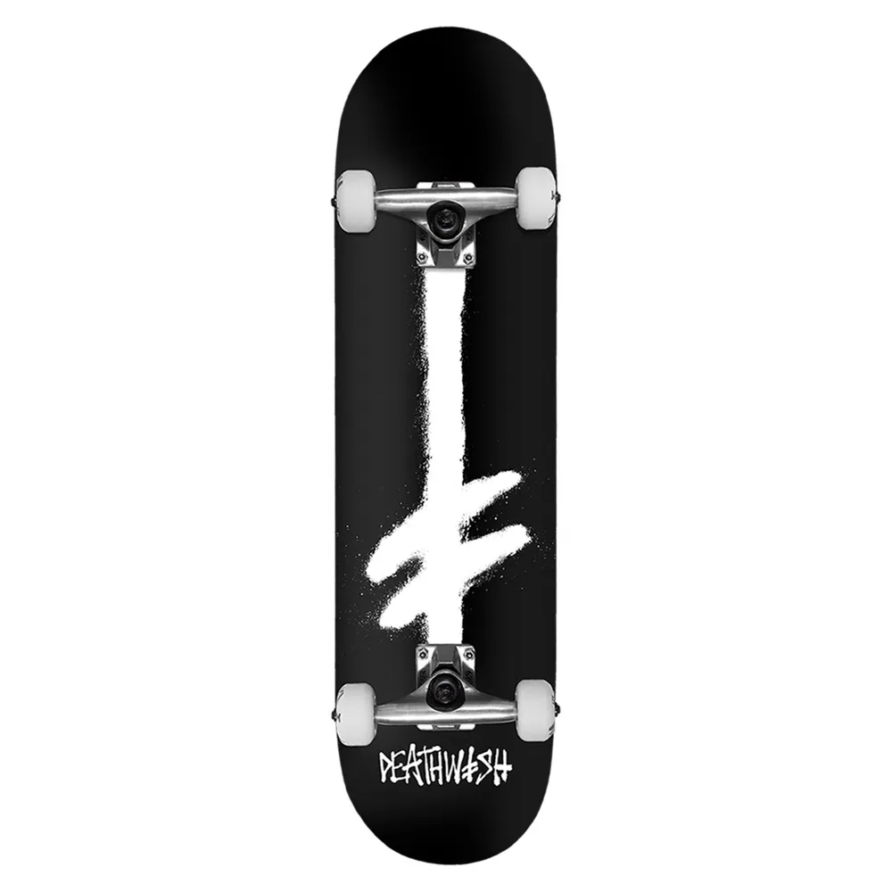 Deathwish Gang Spray Black White 7.75 Complete Skateboard