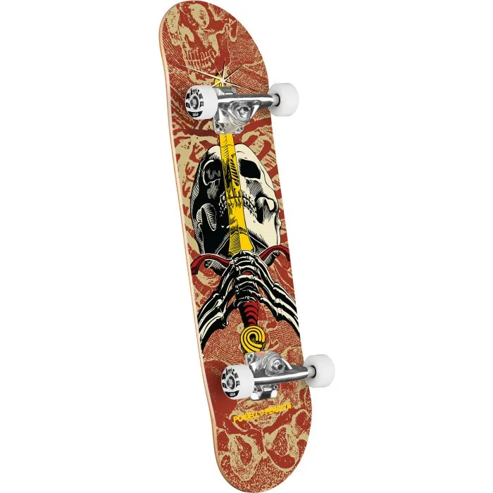 Powell Peralta Skull & Sword Khaki Burgundy 7.5 Complete Skateboard