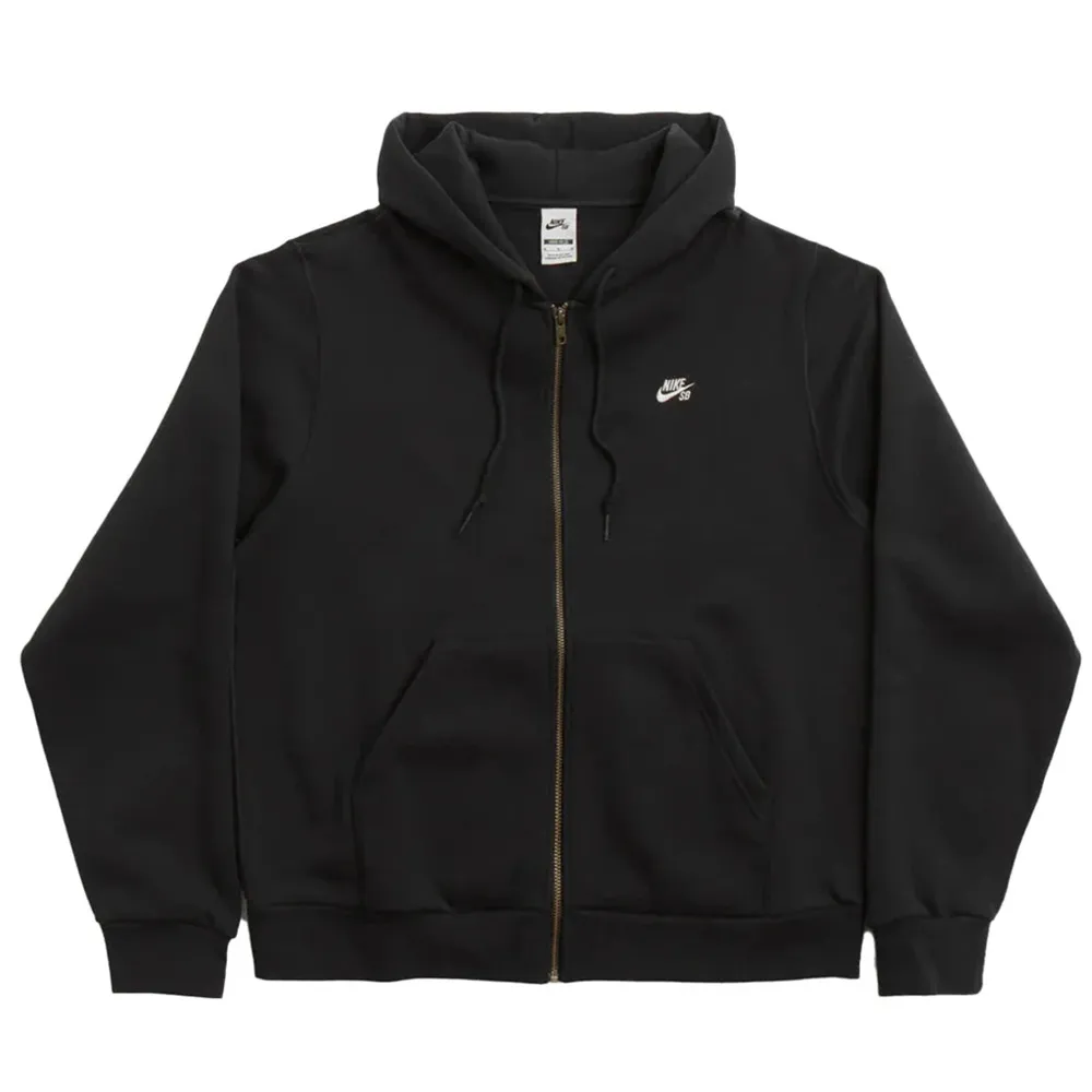 Nike SB Full Zip Fleece Black White Skate Hoodie [Size: M]