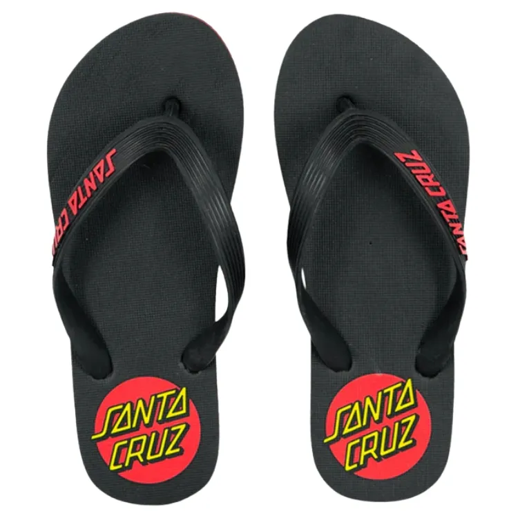 Santa Cruz Classic Dot Black Youth Thongs [Size: US 3]