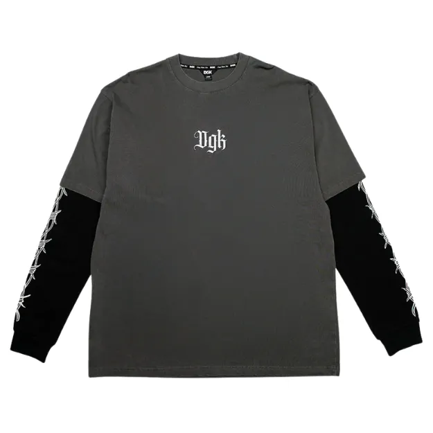DGK Thorn 2fer Black Knit Long Sleeve Shirt [Size: M]