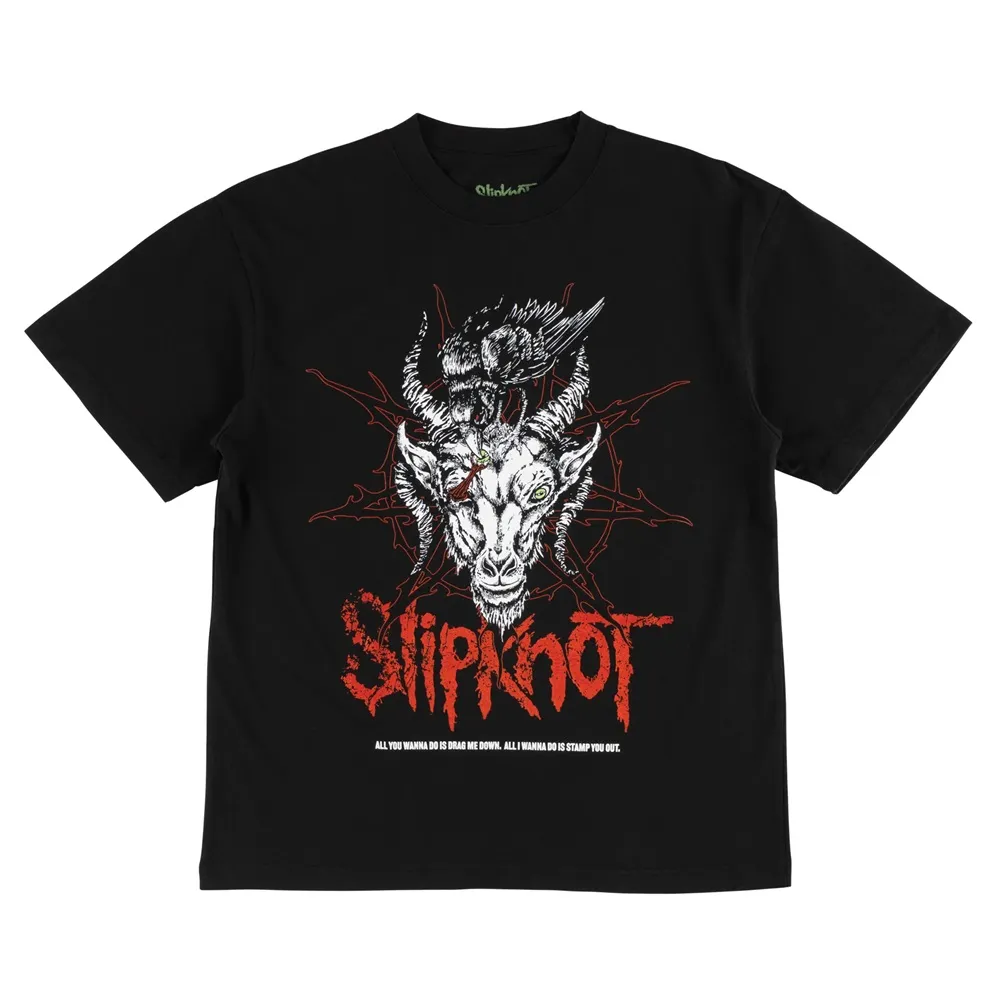 Welcome Skateboards X SlipKnot Spit It Out Garment Dyed Boxy Black T-Shirt [Size: L]