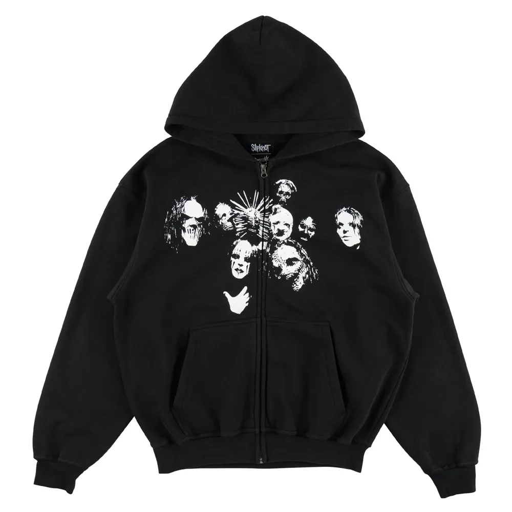 Welcome Skateboards X SlipKnot Nonogram Printed Zip Black Hoodie [Size: L]