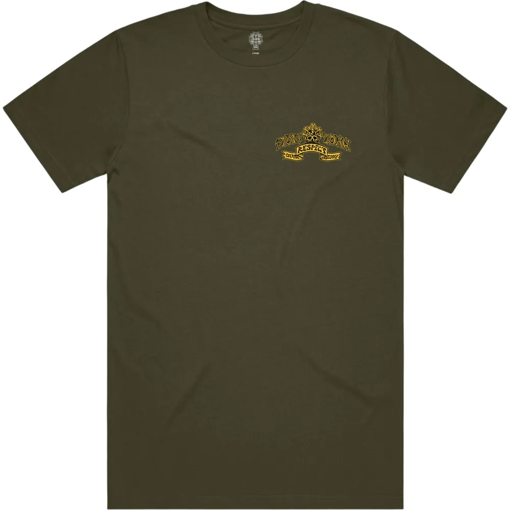 Dogtown Respect Army Green T-Shirt [Size: L]