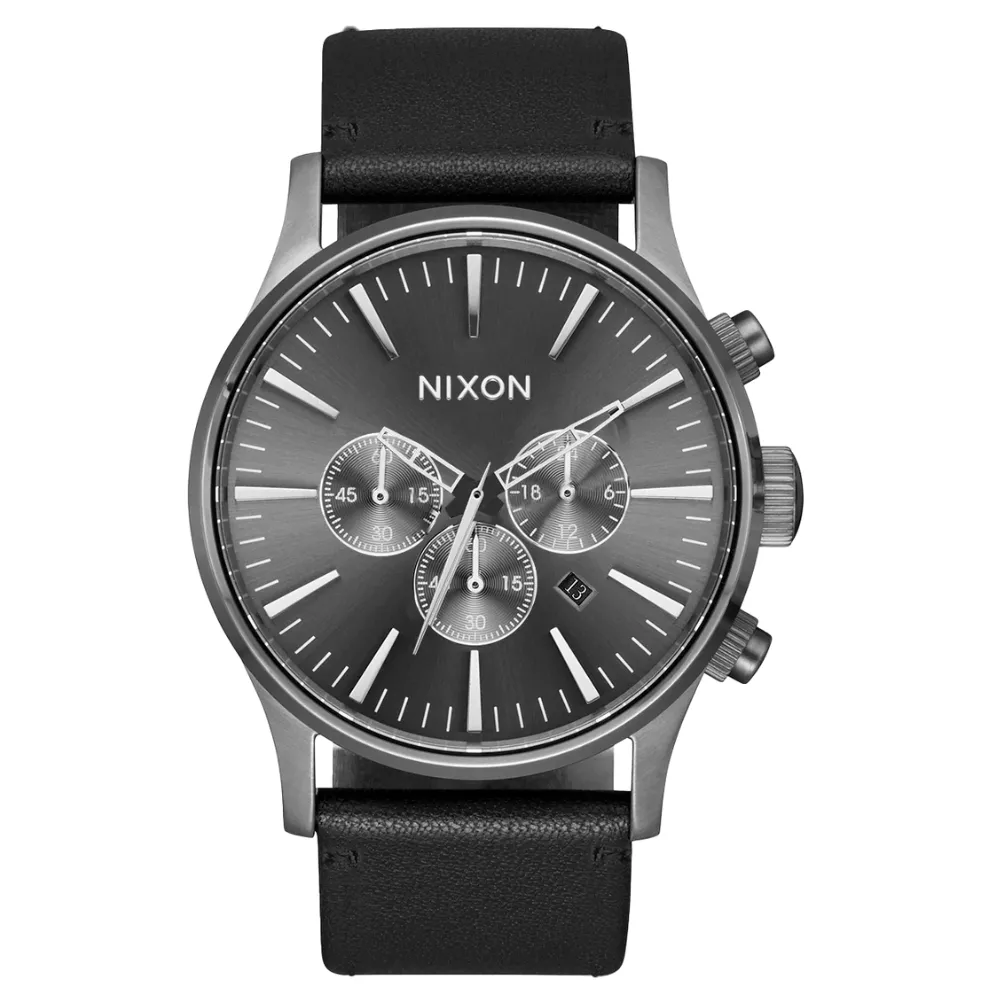 Nixon Sentry Chrono Leather V1 All Gunmetal Black Watch