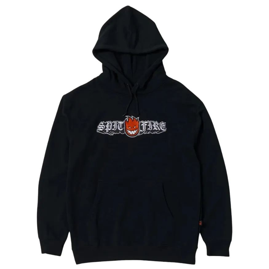 Spitfire Old E Drop Bighead EMB Black Hoodie [Size: M]