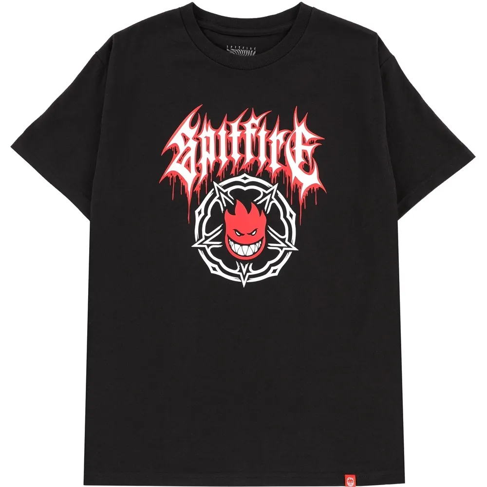 Spitfire Pentagram Drip Black Red White T-Shirt [Size: M]