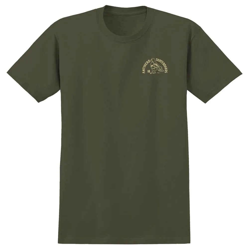 Anti Hero Clubhouse Ringspun Olive Cream T-Shirt [Size: M]