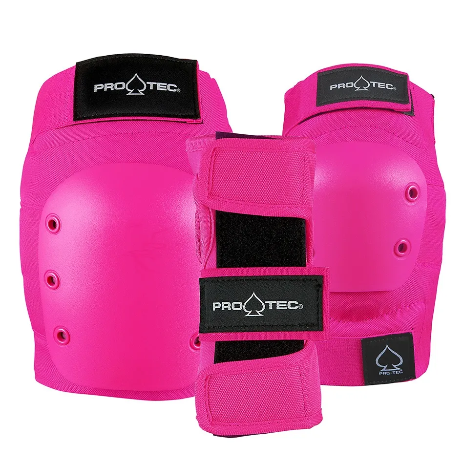 Protec Knee Elbow Wrist Street 3 Pack Pink Protective Pad Set [Size: S]