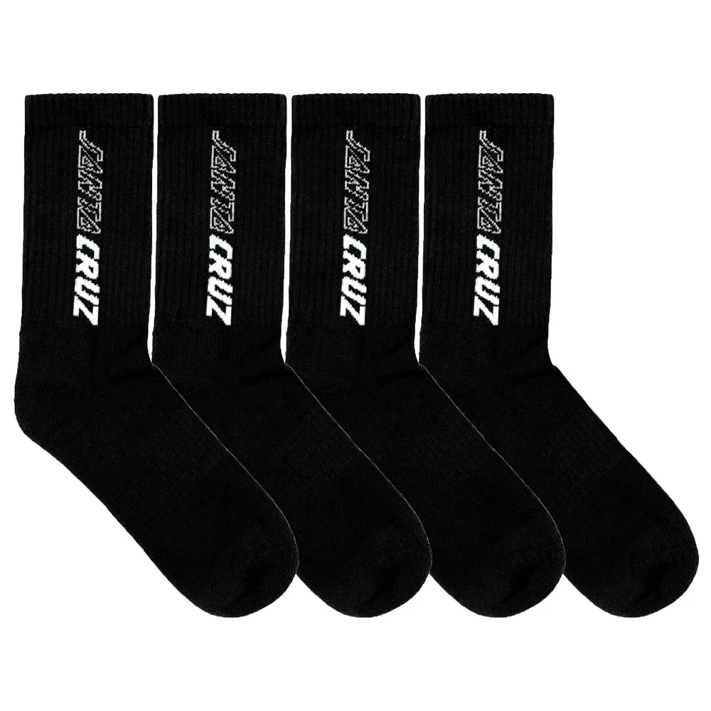 Santa Cruz SC Solid Half Strip Black Crew Multi 4 Pack Youth Socks