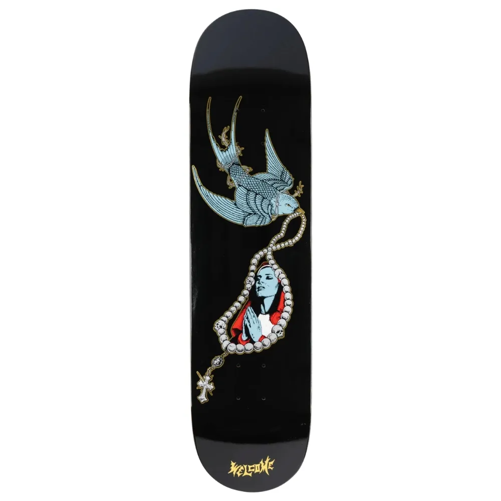 Welcome Rosary On Popsicle Black Gold Foil 8.25 Skateboard Deck