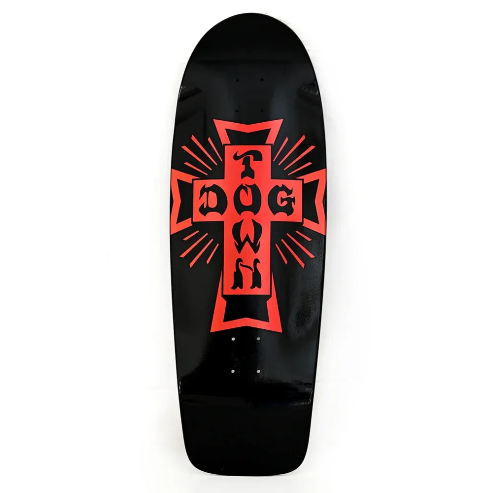 Dogtown Cross Logo 70s Rider Gloss Black Metallic Red 10.0 Skateboard Deck
