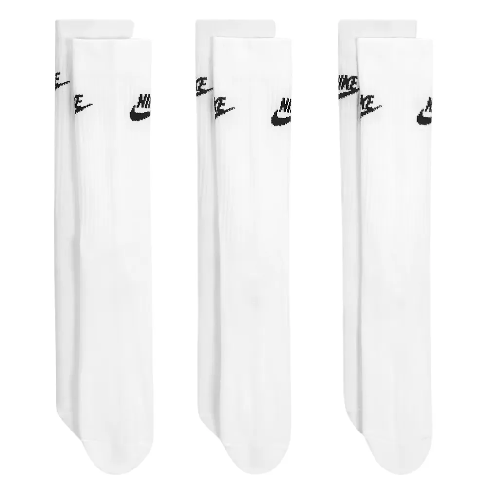 Nike Sportswear Everyday Essential White Black Extra Large 3 Pair Crew Socks