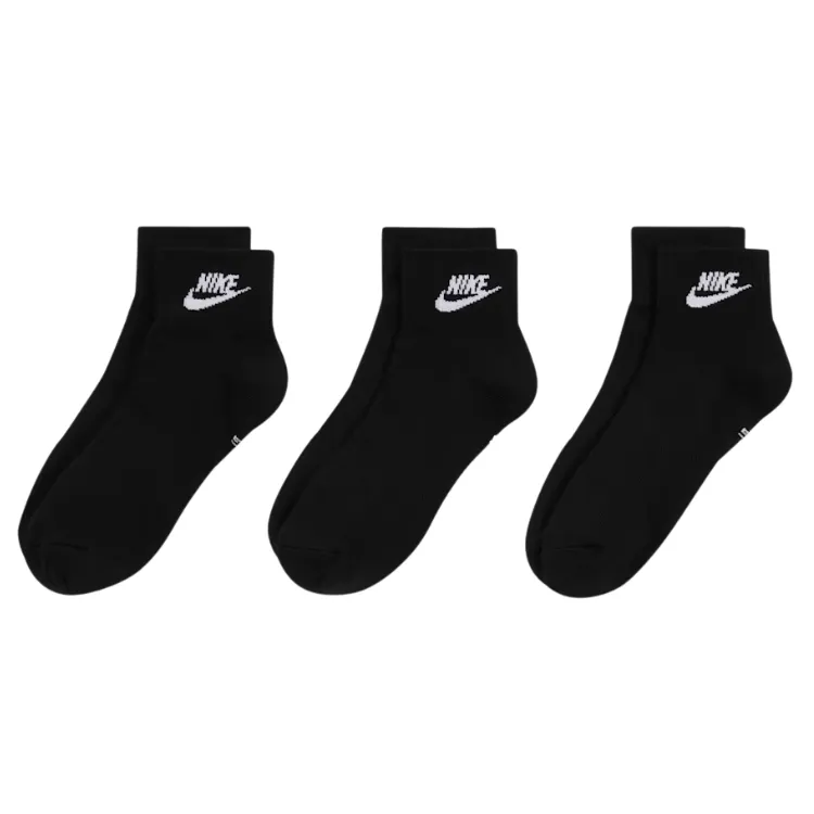Nike Everyday Essential Black White Extra Large 3 Pair Ankle Socks