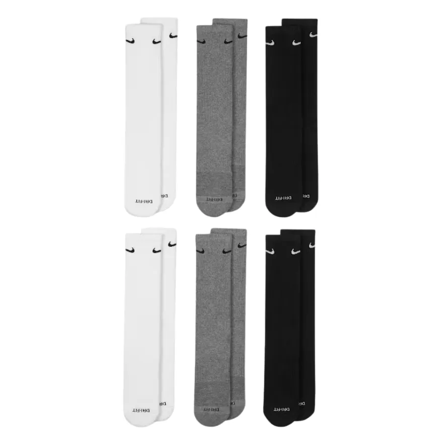 Nike Everyday Plus Cushioned Training Multi Large 6 Pair Crew Socks