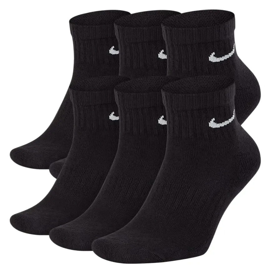 Nike Everyday Cushioned Training Black White Large 6 Pair Ankle Socks