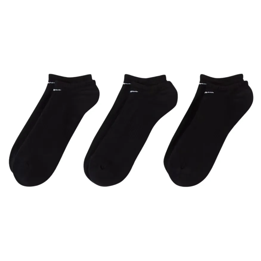 Nike Everyday Cushioned Training Black White Large 3 Pair No Show Socks