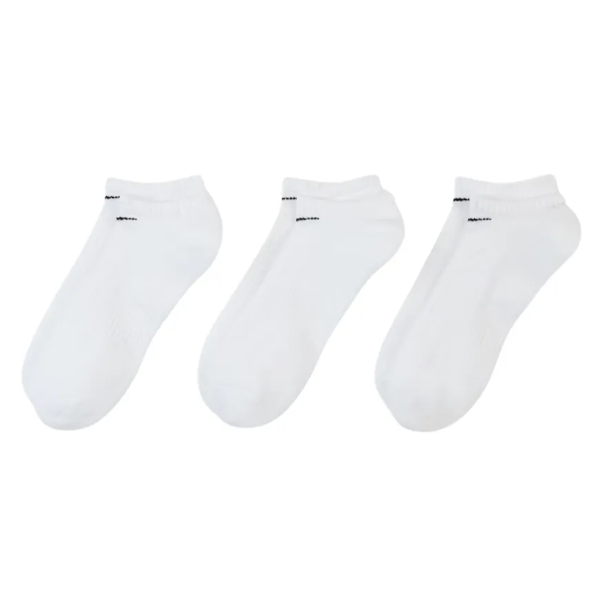 Nike Everyday Cushioned Training White Black Large 3 Pair No Show Socks