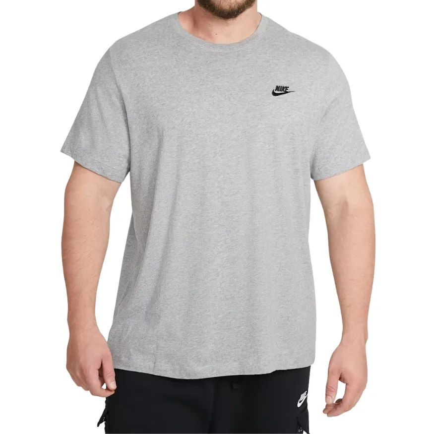 Nike Sportswear Club Dark Heather Grey Black T-Shirt [Size: M]