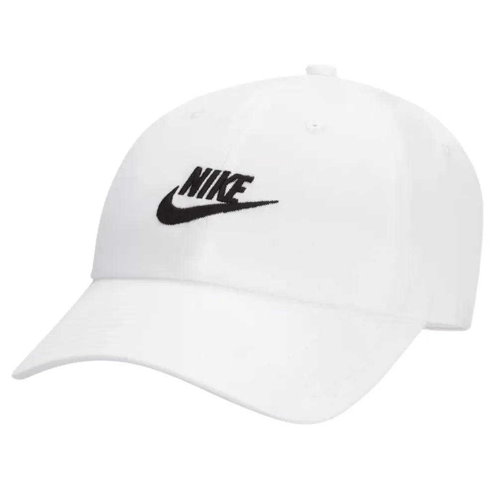 Nike Club Unstructured Futura Wash White Black Hat [Size: M/L]